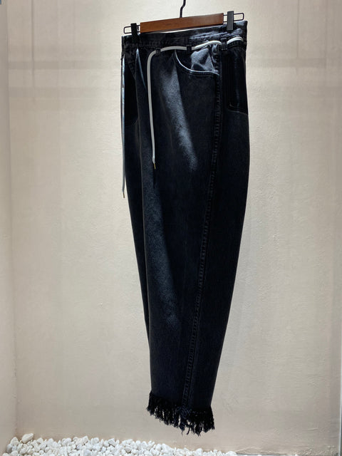 #017 VINTAGE REWORK BIGGY PANTS / BLACK
