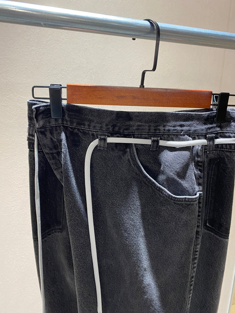 #017 VINTAGE REWORK BIGGY PANTS / BLACK