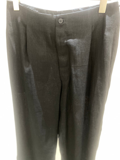 Black Pleated Linen Trousers