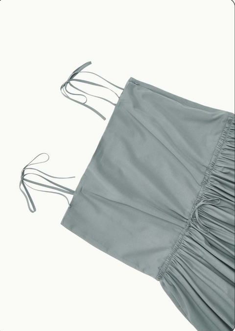 SHEER SHIRRING LONG DRESS MINT
