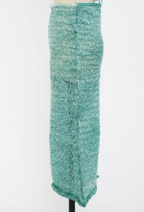 VINYL STRING KNITTED MIDI SKIRT / PEPPERMINT