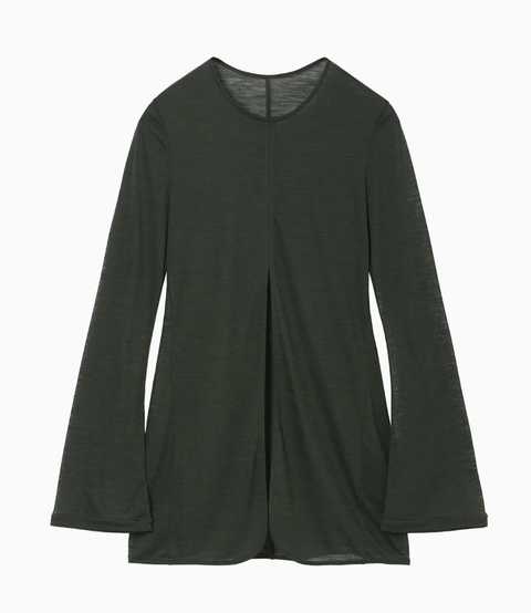 Hybrid Yarn Wool Jersey Front Slip Top / Green