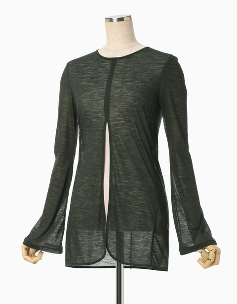 Hybrid Yarn Wool Jersey Front Slip Top / Green