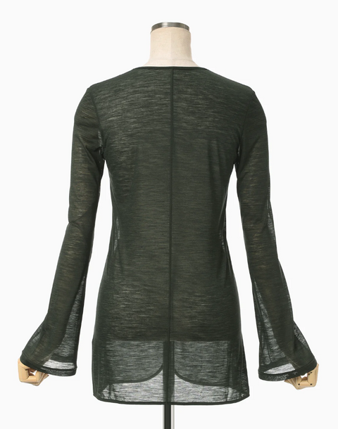 Hybrid Yarn Wool Jersey Front Slip Top / Green
