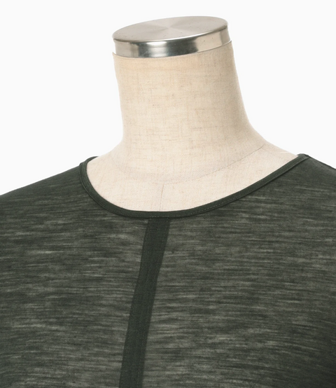Hybrid Yarn Wool Jersey Front Slip Top / Green