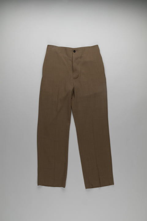 Brown Pleated Linen Trousers