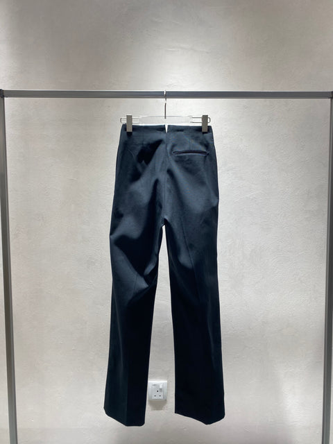 Black Pleated Cotton Canvas Trousers