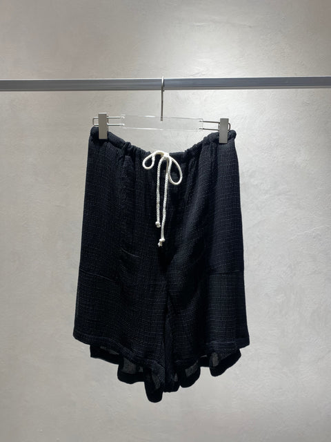 Black Crinkle Pajama Shorts