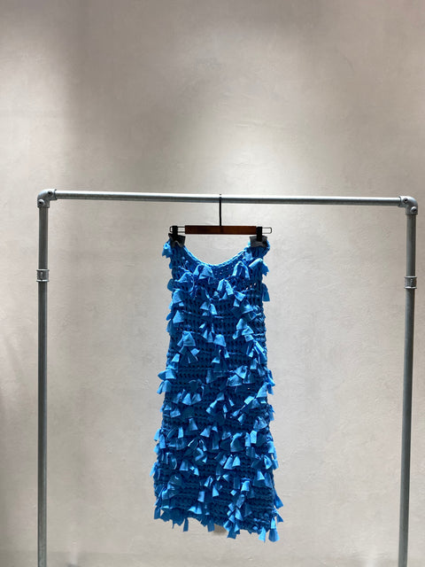 KNITTED RIBBON SKIRT  SAX