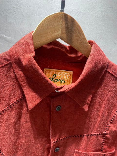 Red Multi-paneled Linen Shirt