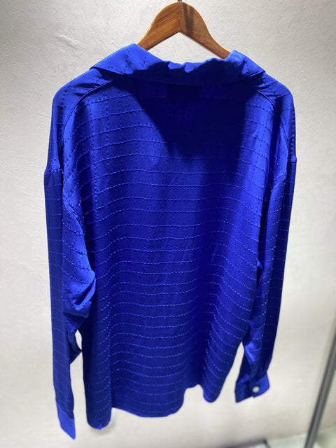 Blue Unorthodox Bowling Silk Shirt