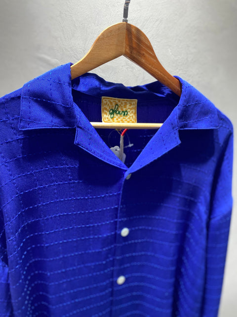 Blue Unorthodox Bowling Silk Shirt