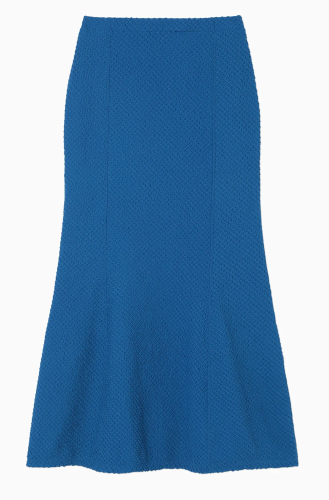 Blue Shirring Jersey Jacquard Flare Skirt – Souvenir