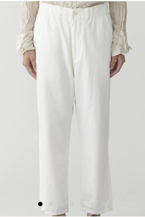 Recycled Yarn Denim Cropped Pants  White 01