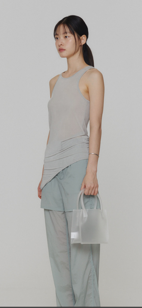 THREE STRAPS SLEEVELESS TOP  LIGHT GREY