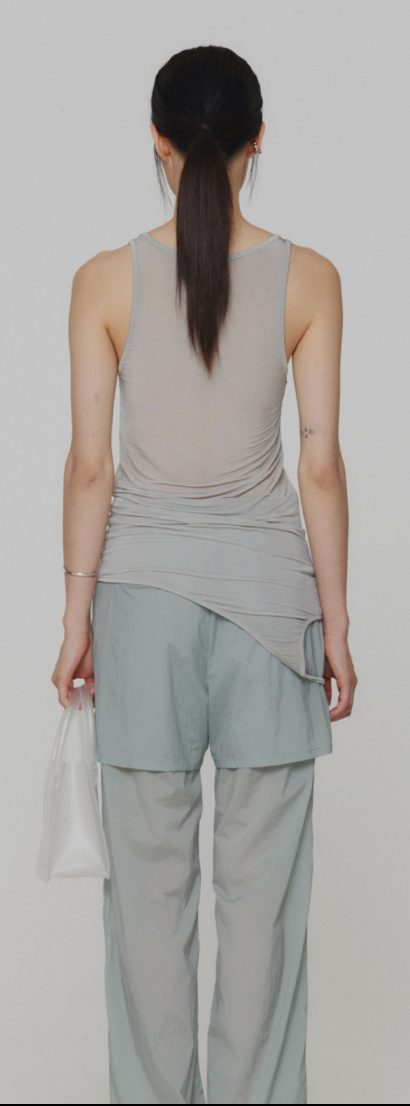 THREE STRAPS SLEEVELESS TOP  LIGHT GREY