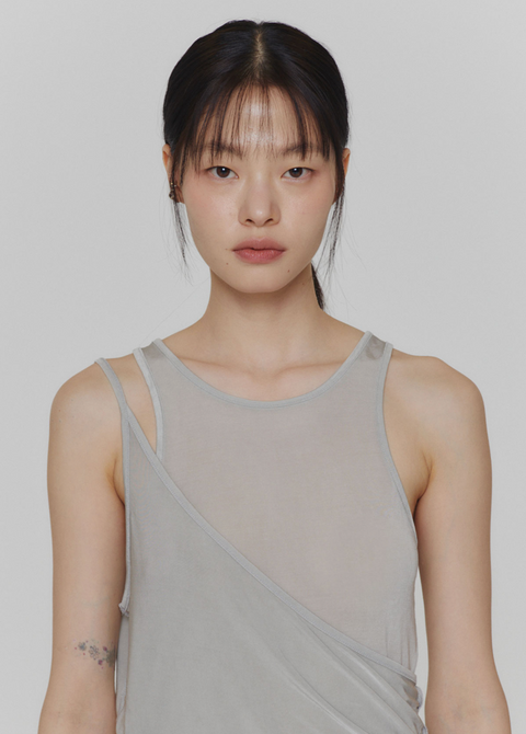 THREE STRAPS SLEEVELESS TOP  LIGHT GREY