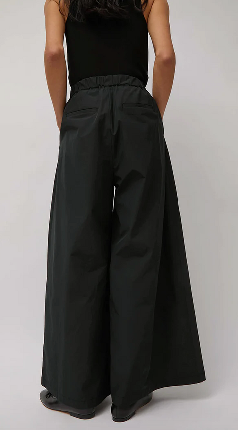 SHIRRING BANDING PANTS  BLACK