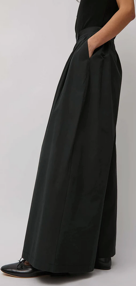 SHIRRING BANDING PANTS  BLACK