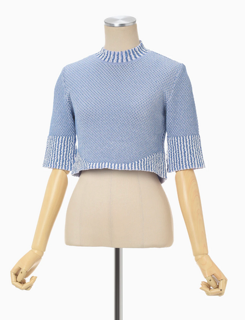 Sky Spots Pattern Knitted Cropped Top