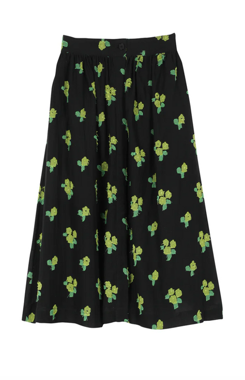 Hand Woven Black Flowers Skirt (Mona)