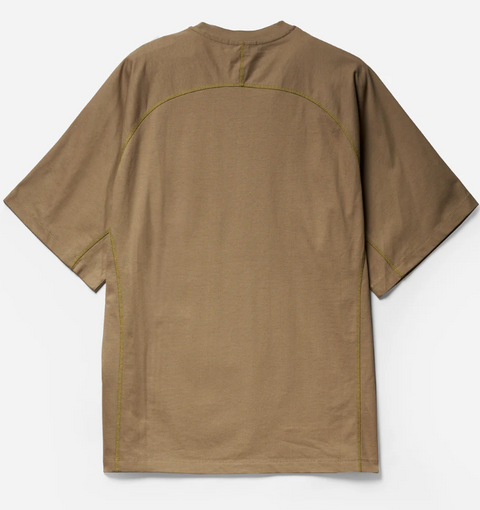 Khaki Tatreez Logo Contrast Stitched Surf Tee