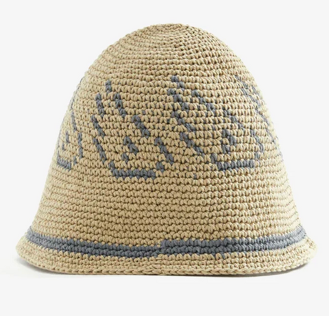 Beige Crocheted Cotton Bucket Hat