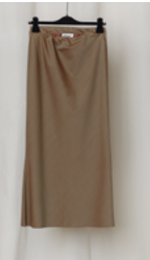 NO.290 LORO PIANA FINE WOOL BIAS CUT SKIRT in CAMEL