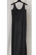 NO.100 LORO PIANA WOOL SLIP DRESS in BLACK