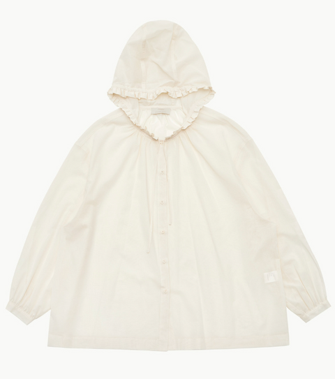 IVORY FRILL HOODED SHIRT