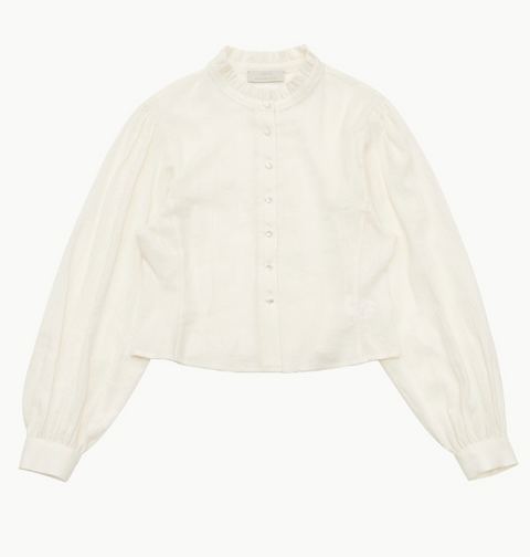 IVORY FRILL NECK BLOUSE