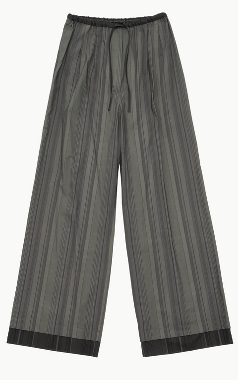 KHAKI STRIPES DRAWSTRING PAJAMA PANTS