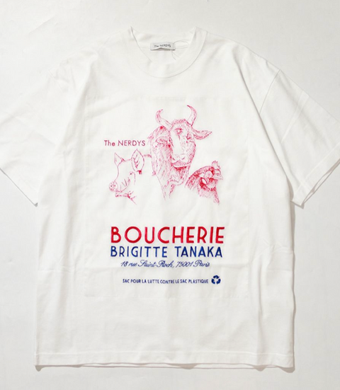 Brigitte Tanaka×The NERDYS BOUCHERIE T-shirt / White