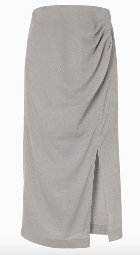 Gray Florals Jacquard Draped Skirt