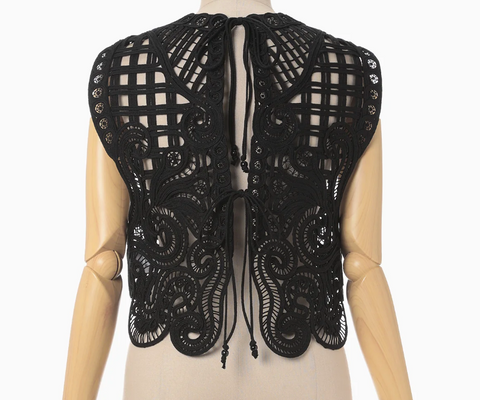 Black Cord Embroidery Vest