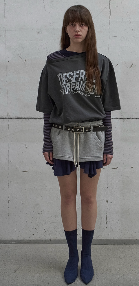 ASYMMETRIC PRINTED T-SHIRT  DARK GREY