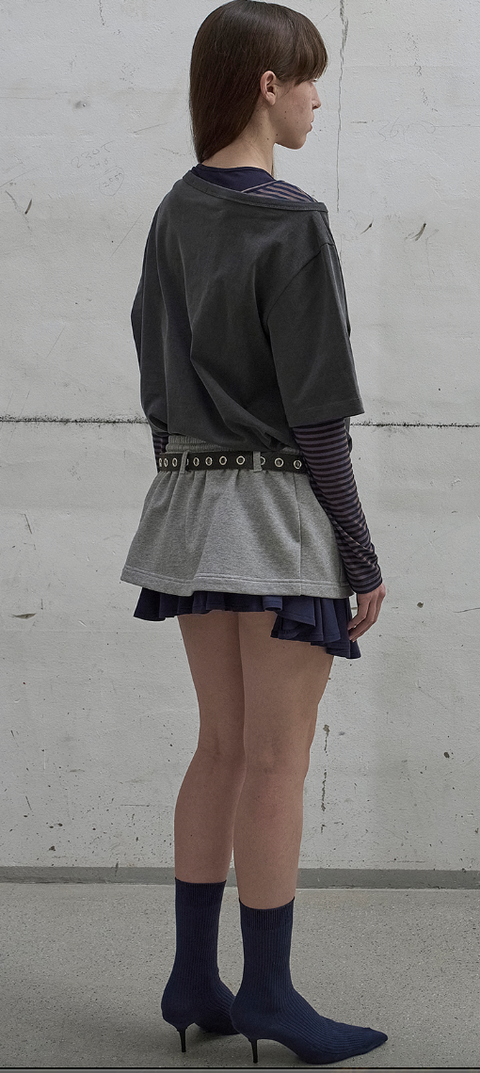 ASYMMETRIC PRINTED T-SHIRT  DARK GREY