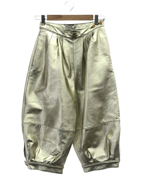 FOIL LEATHER BLOOMER PANTS / GOLD