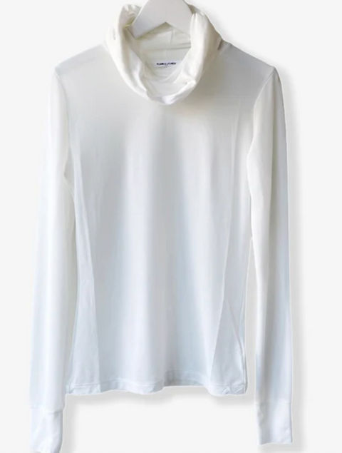 NYLON RIBBED NECK HOODED TOP / OFF-WHITE