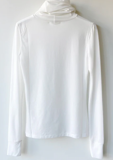 NYLON RIBBED NECK HOODED TOP / OFF-WHITE