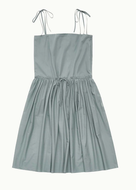 SHEER SHIRRING LONG DRESS  MINT