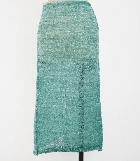VINYL STRING KNITTED MIDI SKIRT / PEPPERMINT