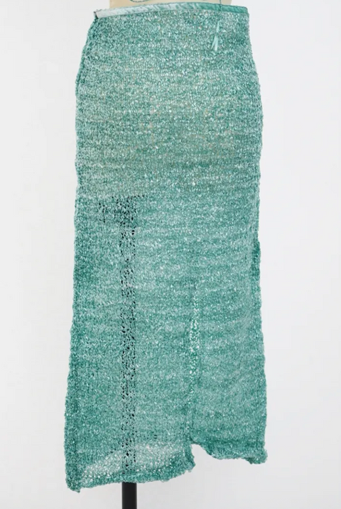 VINYL STRING KNITTED MIDI SKIRT / PEPPERMINT