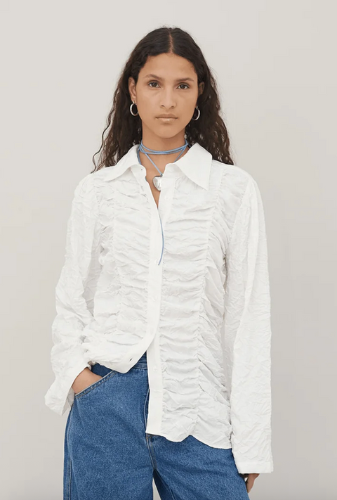 TERESA RUCHED SHIRT / WHITE