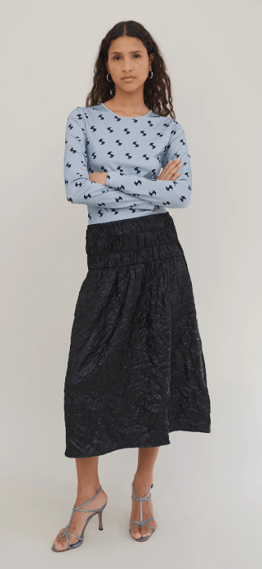 GLORIA GATHERED SKIRT / BLACK
