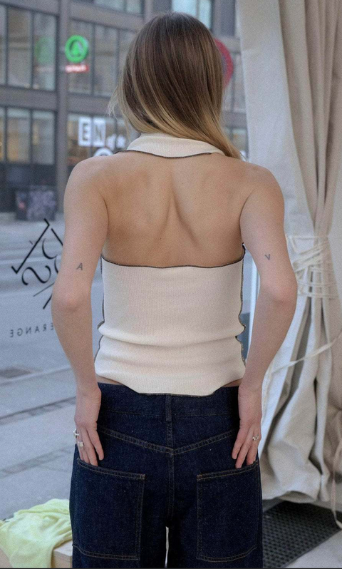 CINDER HALTER TOP WHITE