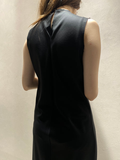 NO.298 LORO PIANA FINE WOOL BIAS CUT DRESS in BLACK