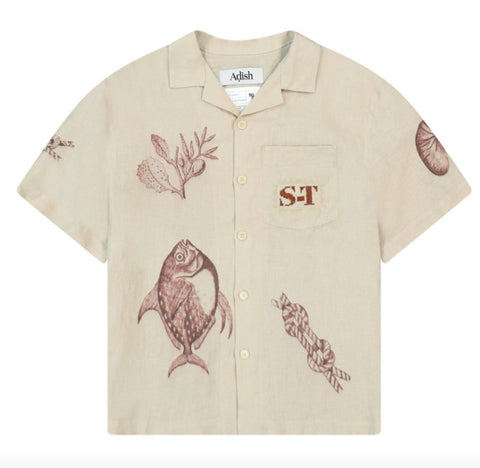 Adish by Small Talk Button - Down Short Sleeve Shirt / Beige - Souvenir