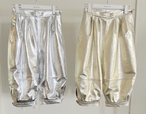 FOIL LEATHER BLOOMER PANTS